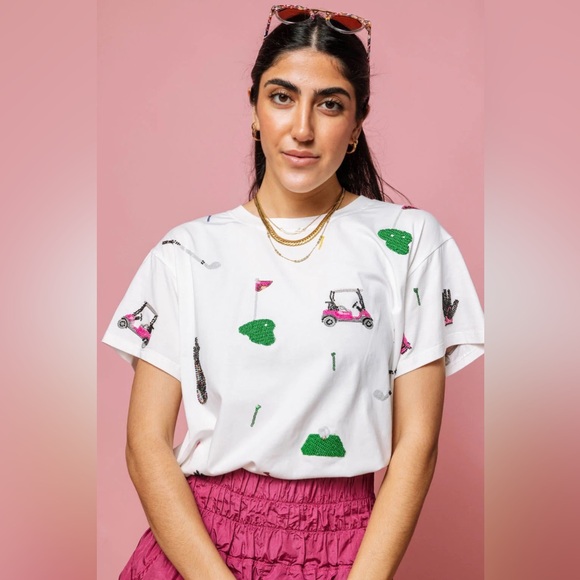 QUEEN OF SPARKLES Scatter GOLF ICON Tee Top NWT - Picture 3 of 5